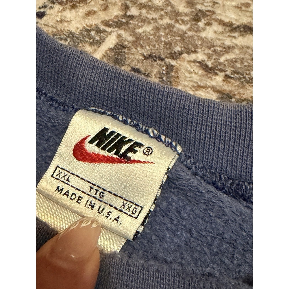 VTG Nike Sweatshirt Mens XL Blue/Yellow Logo Crewneck Sweatshirt USA Distressed - Picture 2 of 4